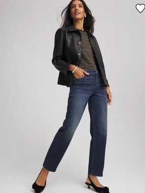 Chico’s Platinum Denim Straight-Leg Women’s Jeans in Dark Blue, size 2, (12)